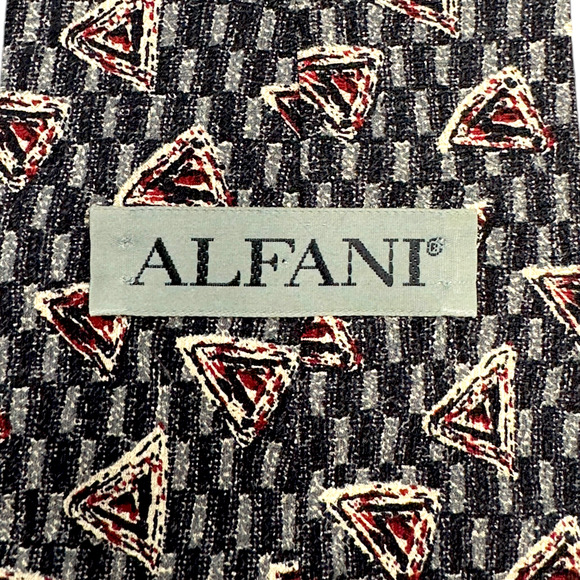 Alfani‎ 100% Silk Dress Tie Made in USA Grey Geometric Pattern 57" 3.75" - Picture 6 of 10